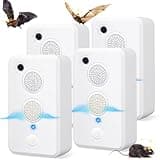 4 Pack Ultrasonic Bat Repeller,Bat Deterrent Devices Indoor Outdoor,Rechargeable Bird Repellent Bat Reject Repelling System,Electronic Pest Repeller Bat Repellent for Attic Porch Bat Removal Control