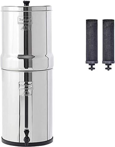 Crown Berkey Gravity-Fed Stainless Steel Countertop Water Filter System 6 Gallon with 2 Authentic Black Berkey Elements BB9-2 Filters
