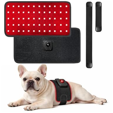 Tidytech Pets Upgraded Red Light Therapy Belt, LED Infrared Therapy with 4 Modes & 4 Adjustable Timer, 60 LEDs, 660nm & 850nm Red Light, LED Screen Pet Muscle Recovery Light for Joint Relief