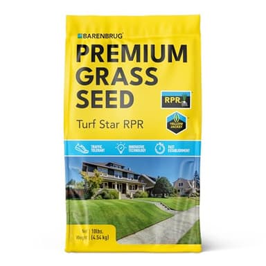 Barenbrug Turf Star Regenerating Perennial Ryegrass Lawn Seed with Yellow Jacket Seed Coating, Fast-Acting Durable Grass Seed Mix for Lawns, 10-lb. Bag
