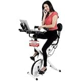 FitDesk Bike Desk 3.0 - Adjustable Height Standing Desk Exercise Bike, Built-in Tablet Holder, Lightweight Stationary Laptop Table for Home Office, Supports Up to 300 lbs, Ideal for Home Workouts
