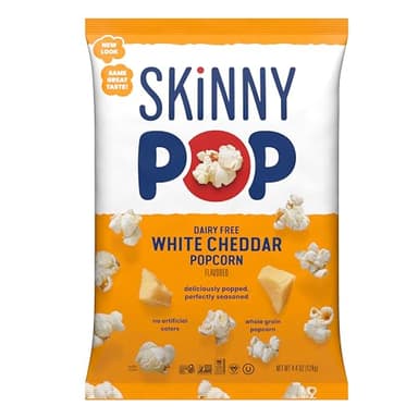 SkinnyPop Popcorn, Dairy-Free White Cheddar, Whole Grain Snack, 4.4oz Bag