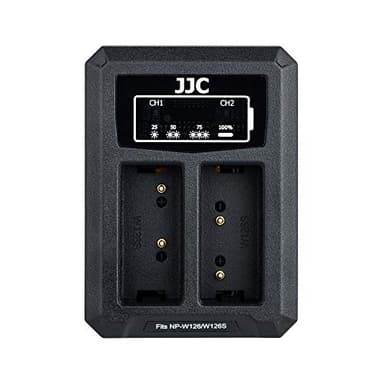 JJC NP-W126 NP-W126S Battery Charger USB Dual Slot for Fuji Fujifilm X-E5 X-M5 X-T50 XT50 X-T30 III II XT30 X-T20 X100VI X100V X100F X Half X-T3 X-T2 X-S10 X-E4 X-A7 X-T200 X-T100 X-H1 XPRO3 & More