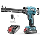 Seesii Cordless Caulking Gun, 21V Battery Powered Caulk Gun, Electric Caulking Gun w/1 Battery, 4 Speeds, 10oz/300ml No Drip Caulking Gun for Filling, Sealing