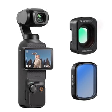 K&F CONCEPT Magnetic Wide Angle Lens & Cool Tone Filter Set Compatible with DJI Osmo Pocket 3, 2 Pack Wide-Angle Lens Cool Tone Filter, Magnetic Attach/Multi-Coated/Optical Glass