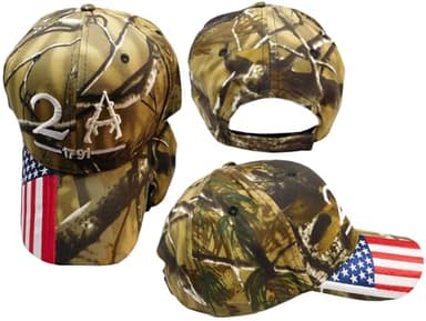 Trump 2024 2A 2nd Amendment 1791 USA Flag On Bill Camouflage Camo Cap Hat
