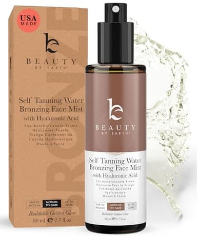 Bronzing Face Tanner Spray Mist, Sunless Face Tanning Water, USA Made with Natural & Organic Ingredients