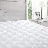 ExceptionalSheets Pillow Top Queen Mattress Topper for Back Pain Relief - Cooling Queen Mattress Protector Found in Marriott Hotels with Fitted Skirt, 18" Deep Pockets, Bed Topper, Cluster Fiber Pad