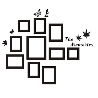 10 Pcs Picture Frames Wall Decal The Memories Vinyl Stickers, Removable Photo Frame Butterflies Leaves Art DIY Sticker Mural for Bedroom Playroom Living Room Office Home Window Door Decoration