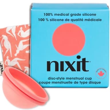nixit Menstrual Disc | Ultra-Soft Medical-Grade Silicone | Reusable | Holds 2X Period Cup or 6 Tampons | 12-Hour Protection | Light & Heavy Flow | Menstrual Cup, Pad & Tampon Alternative