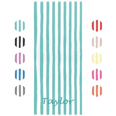 Personalized Beach Towels for Adults - Custom Pool Towels with Name - 100% Ring Spun Cotton Striped Beach Towels for Men & Women - Large 70"x30" Bath Towels for Swim, Beach & Camping - Green