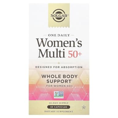Solgar One Daily Women's Multi 50+ Whole Body Support for Women 50 and Older - Highly Absorbable Heart, Bone & Breast Health, Energy, Stress, Hair Skin & Nails Multivitamin, 60 Vegan Capsule Servings