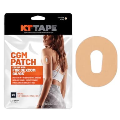KT Tape, Dexcom G6/G5 CGM Patch, Pro Extreme Water Resistant Adhesive, Ultra-Breathable Synthetic Fabric
