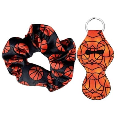Basketball Scrunchie & Chapstick Holder, Girls Basketball Hair Accessories, No Crease Premium Velvet Basketball Gift Set