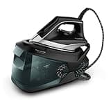 Rowenta Iron Steamer for Clothes, Master Steam Station, Professional Steam Iron For Clothes with Stainless Steel Soleplate 57 oz, 400 microsteam holes, Built-In Pump, 1750 watts, Black Green, VR8338