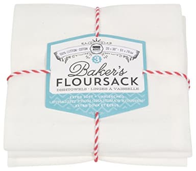 Now Designs Bakers Floursacks, Set of Three, Unbleached White, Set of Three