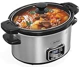 Sunvivipro 4qt Slow Cooker, Programmable Slow Cooker with Locking Lid, Removable Ceramic Pot, 3 Heating Settings & Time Control, Mini Food Warmer with Dishwasher-safe Lid & Pot, Silver