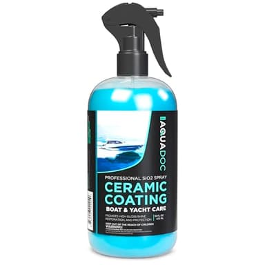 AquaDoc Boat Ceramic Coating Spray - SiO2 Marine Wax for Boats - Helps Provide Glossy Shine & UV Protection - Water-Repellent Ceramic Wax Spray for Boats, Yachts & Watercrafts - 16oz