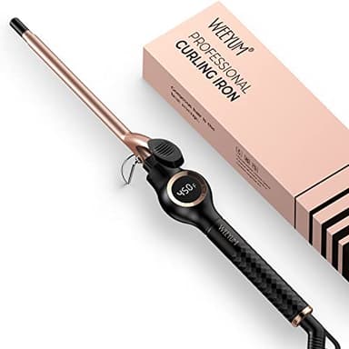 Small Curling Iron 3/8 Inch Barrel, Tiny Curling Wand for Short Hair, 9mm Thin Curling Iron Ceramic Tourmaline, Double Voltage(100-240V)