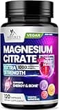 Magnesium Citrate Supplement 1000 mg for Best Absorption, Supports Bone, Heart Health, Nerves, Muscles, Metabolism & Calm, Nature's Pure Magnesio Vitamin Pills, Bottled in USA - 120 Capsules