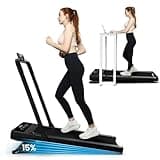 Uorkay Treadmill with 15% Auto Incline, 2 in 1 Foldable Treadmill with Remote Control, Folding Treadmills for Home Office with HIIT Modes, Incline Under Desk Walking Pad Treadmill (Black)