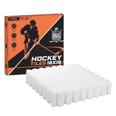 ACE HOCKEY Hockey Tiles - 20 sqft Off-Ice Training for Stickhandling & Shooting - 9-Pack Durable Interlocking HDPE Dryland Hockey Practice Surface for at-Home, Backyard, Garage, Synthetic Ice Mat