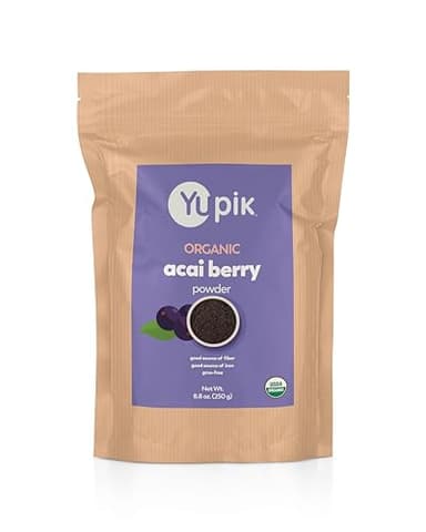 Yupik Organic Acai Berry Powder 8.8 oz, USDA Certified, Non-GMO, Vegan, Raw, Gluten-Free, Kosher, Superfood, Rich in Iron & Fiber, Perfect for Smoothie Bowls, Ice Pops & Baking