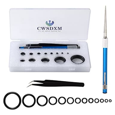 CWSDXM Fish Rod Repair Kit 26PCS Fishing Pole Eyelet Repair 13 Size Pole Ceramic Guides Rings Replacement Kit with 1pcs Tweezers and 1pcs Serrated Stick Tools (Black)
