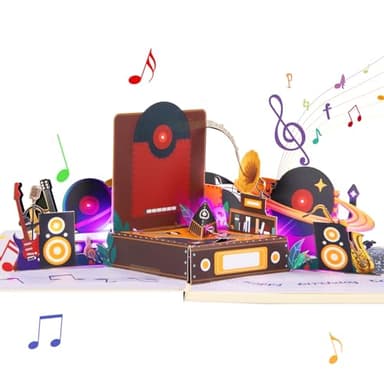 DLYMXGC Record Player Music Playing Pop Up Card Happy Birthday Greeting Card with LED Light,3D Birthday Gift for Adults and Kids with Blank Note Card & Envelope, Foldable Celebration Cards
