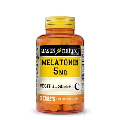 Mason Natural Melatonin 5 mg with B6 & Calcium, Natural Sleep Aid, Supports Restful Sleep, 60 Tablets