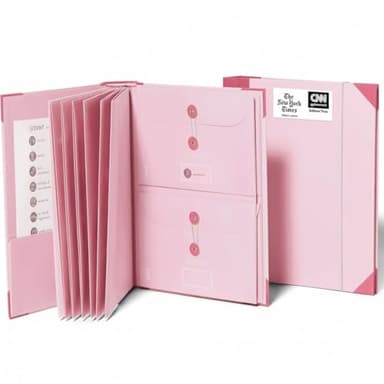 The Folio® Important Document Organizer by Savor | Binder with Guided Labels, Acid-Free File Folder Organizer with 10 Pockets, Document Holder for Home Records, Legal and Medical Papers (Pink)