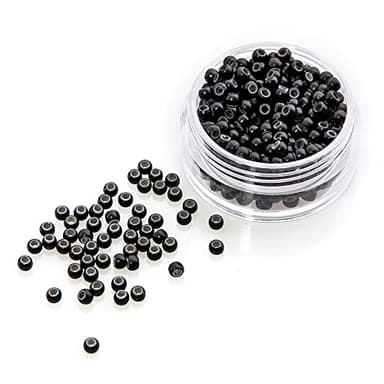 500 PCS Nano Silicone Lined Micro Ring Hair Extension Beads for Nano Tip Human Hair Extensions 3.0x1.8x2.2 mm(Black)