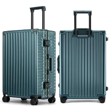 ROAMING Zipperless Luggage Airline Approved with Aluminum Frame, Lightweight PC Hardside Luggage with Spinner Wheels, Metal Travel Luggage with Double TSA Locks, Carry On 20 Inch, Dark Night Green
