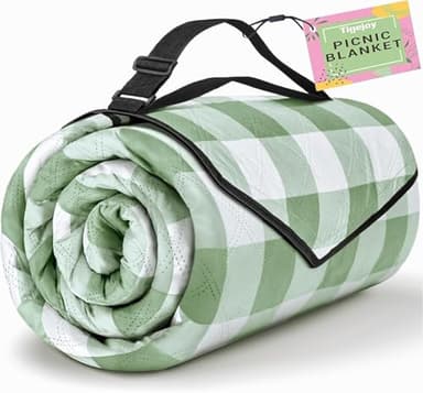 TigeJoy Extra Large Picnic Blanket Waterproof Foldable 80''x80'', Outdoor Picnic Mat Beach Blanket Sandproof for Park, Grass, Travel, Hiking, Camping Essentials, Gingham Picnic Blanket