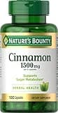 Nature's Bounty Cinnamon Capsules, Herbal Supplement, Supports Sugar Metabolism, 1500mg, 100 Capsules