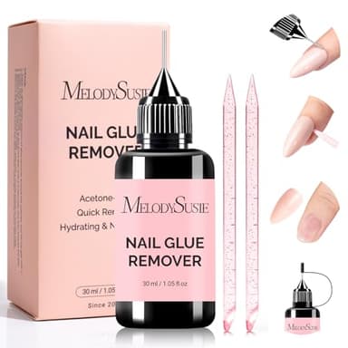 MelodySusie 30ML Nail Glue Remover for Press on Acetone Free Nail Polish Remover Multi-Functional Remover for Nails Tips Gentle Glue Remover for Home Salon