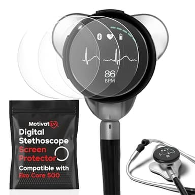 [3-Pack] Tempered Glass Screen Protector Compatible with EKO Core 500 – Scratch-Resistant, Bubble-Free, HD Clarity, Anti-Fingerprint Screen Guard for EKO Digital Stethoscope