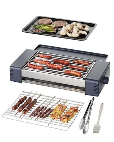 HBN 3-in-1 Hot Dog Roller Grill Machine with Nonstick Plate & Grill Rack, 800W Compact Indoor Electric Sausage Griller for Kitchen, Home, Small Space Use (Royal Blue)