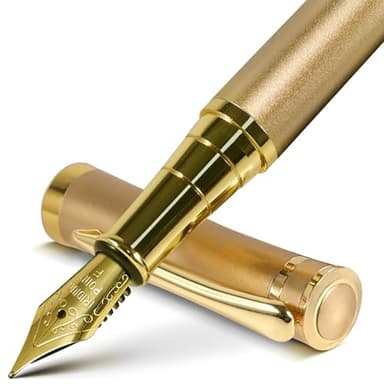 FINTANIX Fountain Pen with Fine Nib | Luxury Gold Finish, Smooth Ink Flow, Complete Set with Ink Cartridges, Converter & Sleeve | Ideal for Professionals, Office, Journaling, and Gifts