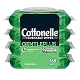 Cottonelle GentlePlus Flushable Wet Wipes with Aloe & Vitamin E - 4 Flip-Top Packs, 168 Total Flushable Wipes, 42 Count (Pack of 4)