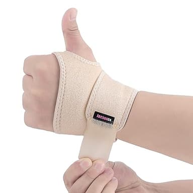 Jacsunco Carpal Tunnel Wrist Brace, Adjustable and Comfortable Wrist Support Brace for Tendinitis and Arthritis, Wrist Compression Wrap for Pain Relief, Fit for Both Left and Right Hand (Beige)