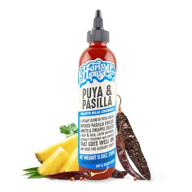 Humble House - Puya & Pasilla Chiles Hot Sauce, Low in Calories and Sodium, Vegan Condiments for Chicken Wings, Pambazos, Esquites, Egg Dishes & More, Preservative-Free Enchilada Sauce, 9.5 oz
