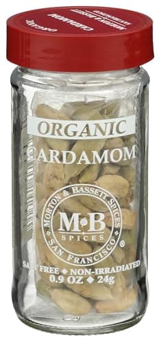Morton & Bassett Organic Cardamom Ground | Exotic, Aromatic Spice for Baking & Chai | Gluten Free, Salt Free, Non-GMO | 0.9 oz Jar