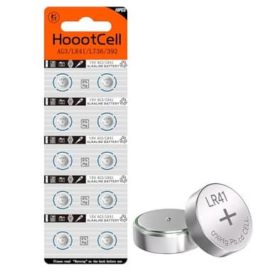 HoootCell LR41 Battery AG3 Button Cell Battery L736f Batteries 392 384 192 SR41 A63 736 G3 1.5V Alkaline Coin Cell for Watch (10 Pack)