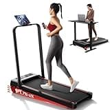 RHYTHM FUN Treadmill with Incline, Walking Pad Treadmill with Handle Bar, 300lbs Foldable Treadmill Incline with APP, Portable Folding Treadmills for Home/Office with 2.5HP Low Noise