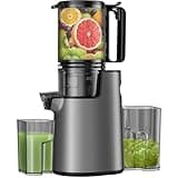 Cold Press Juicer, Masticating Juicer with 5.4" Wide Feed Chute, 350w Slow Juicer Machines Fit Whole Vegetables and Fruits, Juice Extractor Machine with High Juice Yield, Easy to Clean(Dark Gray)