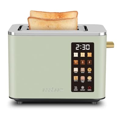 SEEDEEM Toaster 2 Slice, Touch Control Screen, Smart Stainless Toaster, 6 Shade Setting, 6 Bread Selection, Countdown, Removable Crumb Tray, 900W, Mint Green