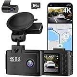 Dash Cam Front and Rear: 4K+2K Dual Channel Dash Cam-5GHz WiFi, GPS Dash Camera for Cars with 64GB Card, 2.0" IPS Screen, App Control,G-Sensor,Loop Recording,170° Wide Angle,Night Vision,Parking Mode