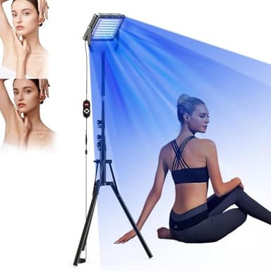 Tanning Lamp for Home Use, Tanning Thearpy Light - 420 LED Therapy Light with 360° Adjustable Stand (15-61” Height) & 5-30 Min Timer for Even Bronze/Wheat Skin Tone
