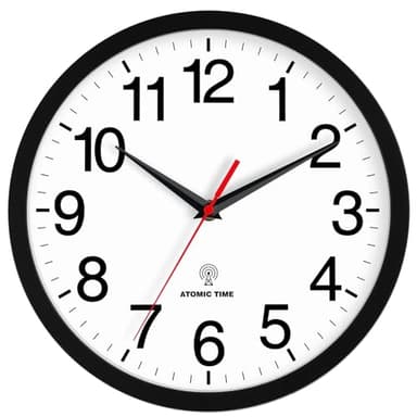 Rohioue Atomic Wall Clock, Modern 14 Inch Battery Operated Wall Clocks, Analog Clock for Living Room, Office, Home, Bedroom, Kitchen, Bathroom(Black)
